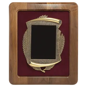 American Walnut Frame w/Maroon Velour Back/Bronze Finish Frame/Black Brass Plate