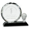 Round Facet Crystal with Golf Ball on Black Pedestal Base