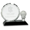Round Facet Crystal with Golf Ball on Black Pedestal Base - Image 2