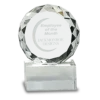 Round Facet Crystal on Black Pedestal Base