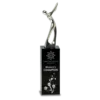 Silver Metal Golf Figure on Black Crystal Pedestal