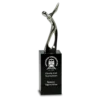 Silver Metal Golf Figure on Black Crystal Pedestal - Image 2