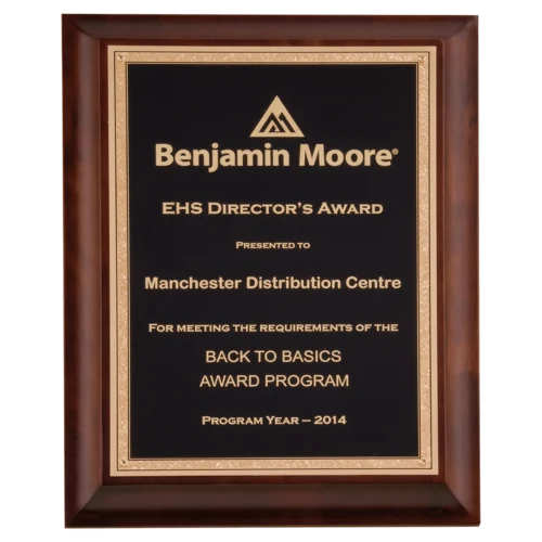 Cherry Finish Plaque with Black/Gold Florentine Border LaserFX Plate