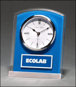 Glass Clock with Blue Carbon Fiber Design