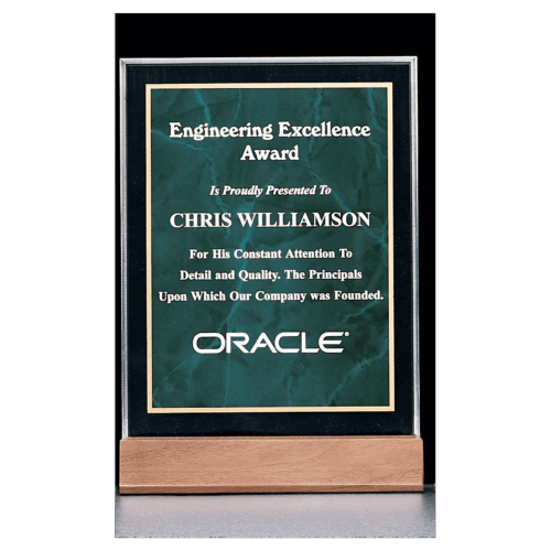 Marble Acrylic Award with American Walnut Base