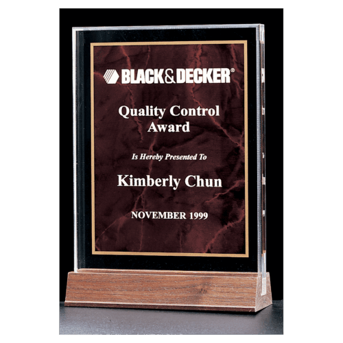 Marble Acrylic Award with American Walnut Base - Image 2