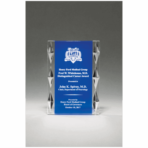 Freestanding Acrylic with Blue Background and Carved Jewel Accents - Image 2