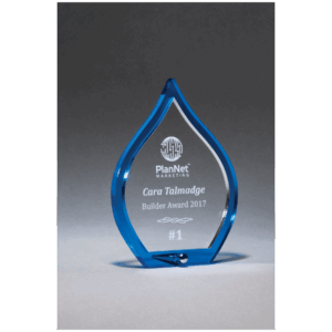 Blue Flame Acrylic with Clear Pop-Out Center and Silver Metal Post