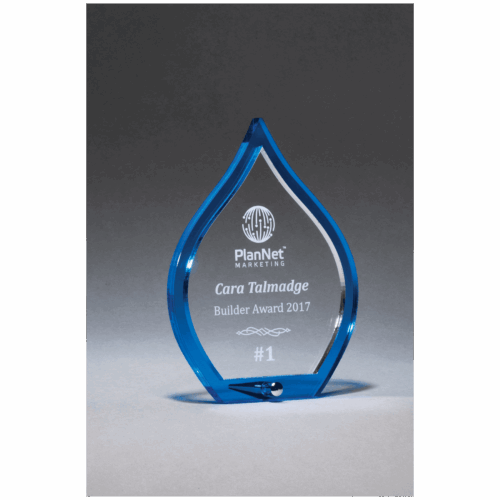 Blue Flame Acrylic with Clear Pop-Out Center and Silver Metal Post