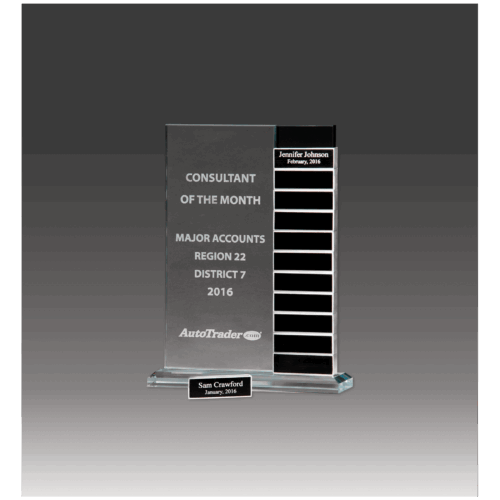 Jade Glass Perpetual Award with 12 Individual Aluminum Blocks