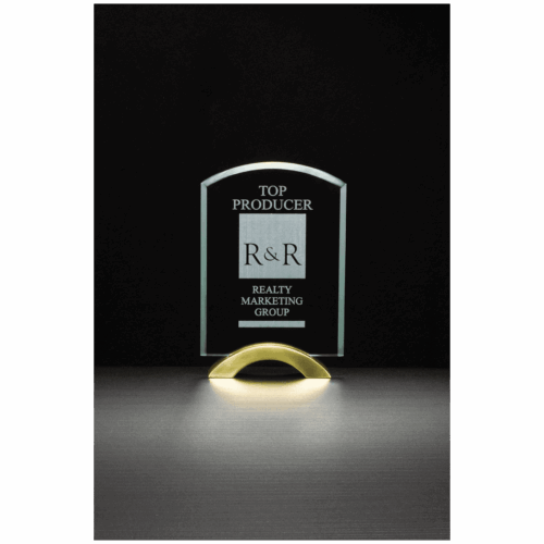 Arch Series Glass Award with Gold Metal Base - Image 3