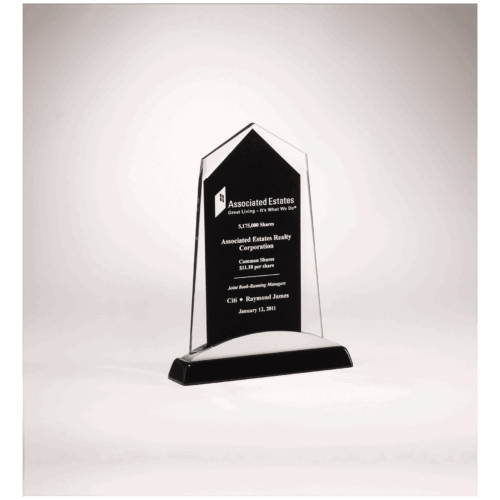 Apex Series Glass Award, Black Piano Finish Base with Silver Aluminum Accent - Image 2