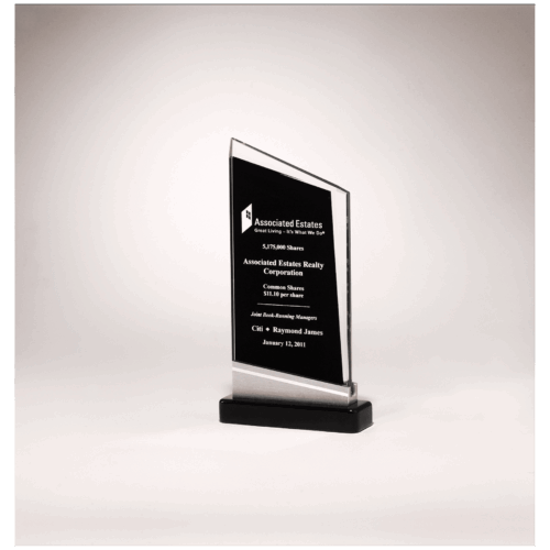 Beveled Clear Glass with Black Silkscreen and Silver Aluminum Accent Base - Image 2