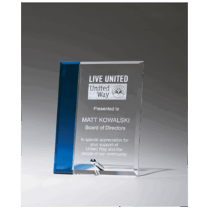 Clear Glass with Sapphire Blue Highlight and Silver Plated Easel Post