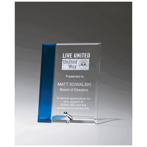 Clear Glass with Sapphire Blue Highlight and Silver Plated Easel Post