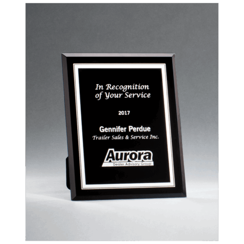 Black Glass Plaque with Silver Border and Easel Back - Image 3