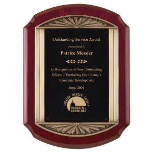 Rosewood Piano Finish Plaque with Antique Bronze Frame & Black LaserFX Plate