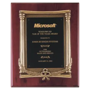 Rosewood Piano Finish Plaque, Antique Bronze Frame Casting, Black Brass Plate