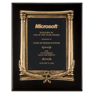 Black Piano Finish Plaque, Antique Bronze Frame Casting, Black Brass Plate