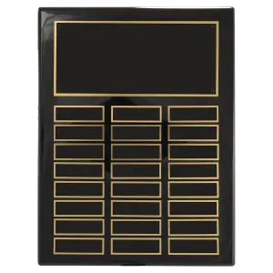 Black Piano Finish Perpetual Plaque with Header and 24 Perpetual Plates