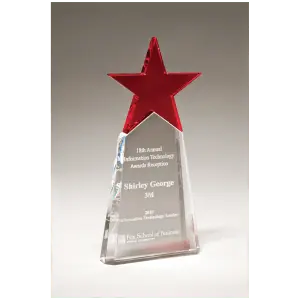 Red Crystal Star on Clear Crystal Base
