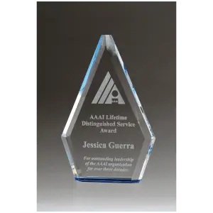 Flame Series Clear Crystal Award with Blue Accented Bottom