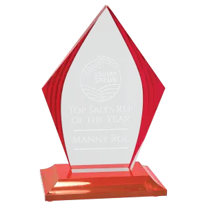 Flame Series Clear Acrylic with Red Accented Upright and Base