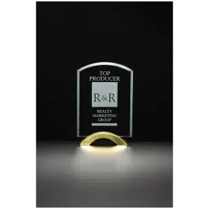 Arch Series Glass Award with Gold Metal Base