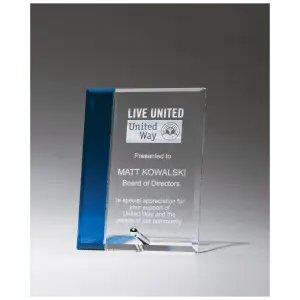 Clear Glass with Sapphire Blue Highlight and Silver Plated Easel Post