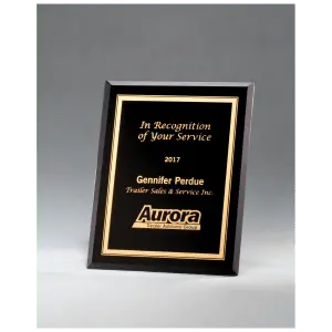 Black Glass Plaque with Gold Border and Easel Back