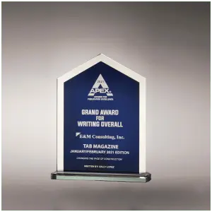 Pinnacle Series Glass with Blue Silkscreened Center and Silver Mirror Border